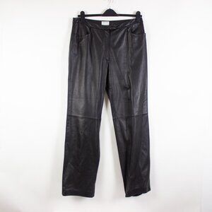 Vintage 90s Black Genuine Leather Pants Sz 18